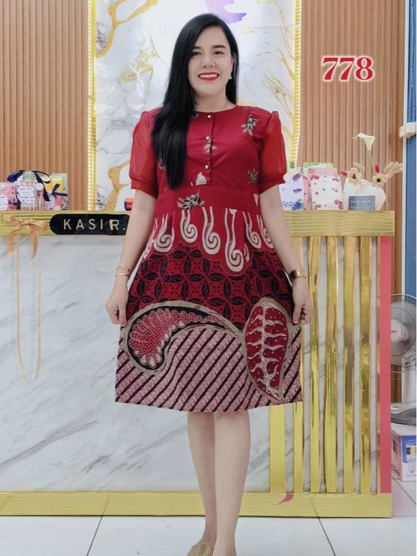 COUPLE BATIK DRESS FURING HANNA KOMBINASI ORGANZA DRESS PESTA 1