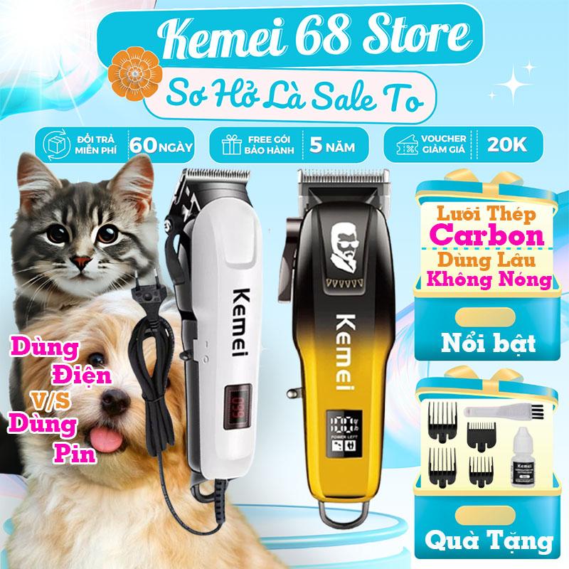  Tông Đơ Cắt Tỉa Lông Thú Cưng Chó Mèo Lưỡi Thép Không Gỉ Pin Trâu Công Suất Lớn Máy Chạy Êm Có Màn Hình LCD 