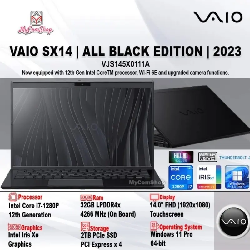 VAIO SX14 ALL BLACK EDITION VJS145X i7-1280P 32GB 2TB SSD 0