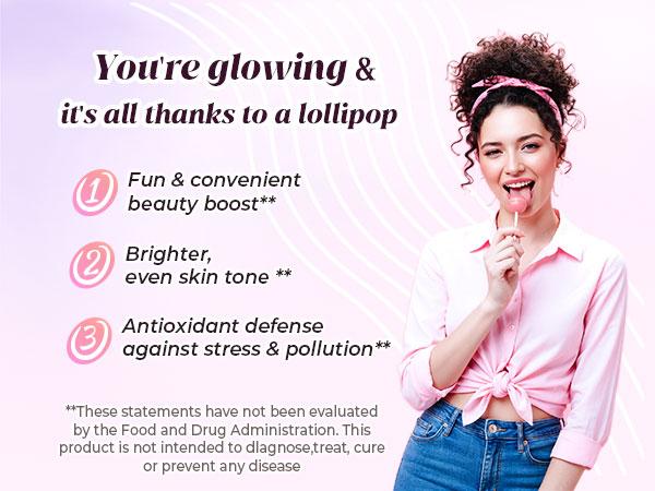 C+Collagen L-Glutathione Permen Lolipop with Vitamin C - 10 Batang, untuk Kesehatan Kulit dan Glowing,Hydrolyzed Collagen Peptides dengan Vitamin C, Stroberi,Hadiah untuk Wanita / Hadiah Istri / Hadiyah Spesial , COD | BPOM [HALAL]  | Divinity Nutra
