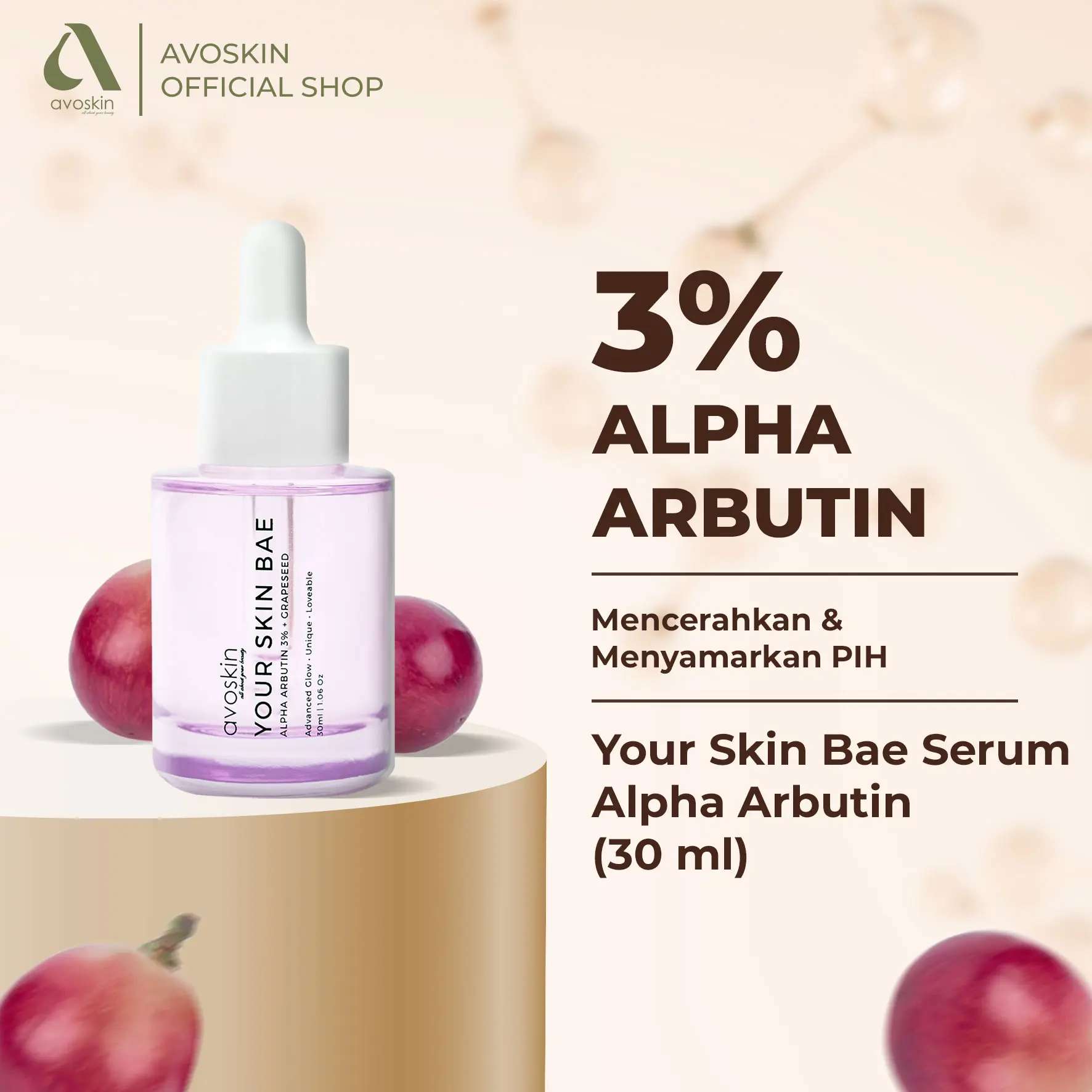 Serum Avoskin Your Skin Bae Alpha Arbutin 30ml - Samarkan Bekas Jerawat Muka