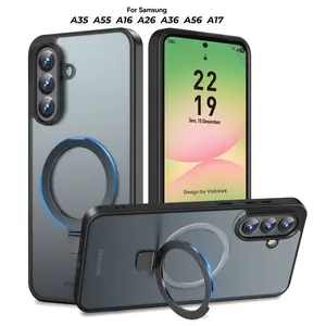 VarkVerk (005) for Samsung A35 A55 A16 A26 A36 A56  A17 Stand with MagSafe Casing  - Black Frosted / Case SamsungA16 A17 A36 A56 Stand with MagSafe - Black Frosted