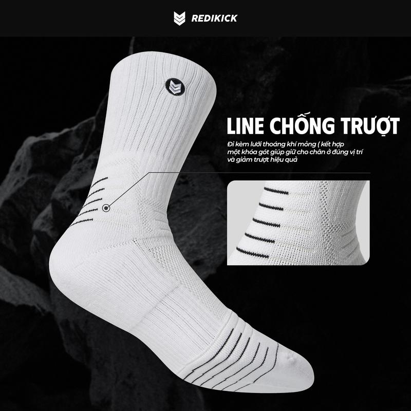 Tất Thể thao Redikick ICON Cushion Cotton Cổ cao Có đệm Thoáng khí Chống hôi chân vớ Chơi Bóng Rổ, Pickleball, Tennis, Bóng Đá, Chạy Bộ, Tập Gym, Sport Nam
