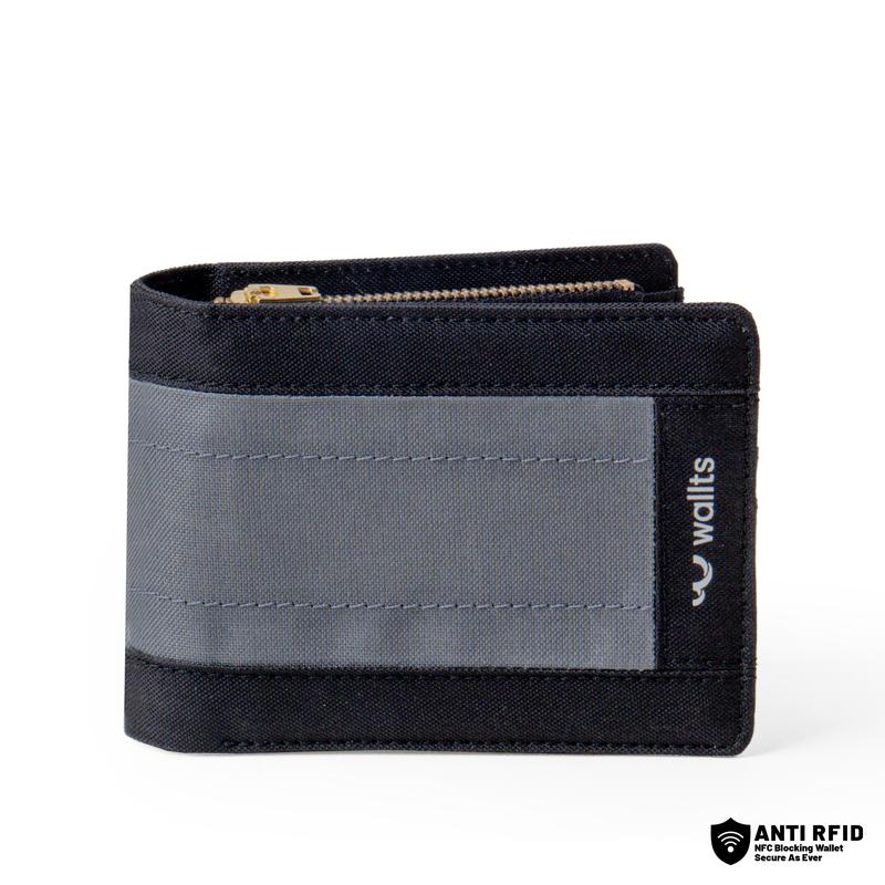 Wallts Ben Black Charcoal - Dompet Lipat kanvas  uang Dan kartu Pria Wanita Hitam dompet  koin 1