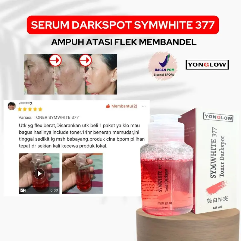 Toner Yonglow Symwhite 377 Darkspot BPOM untuk Menghilangkan Flek Hitam Membandel - Wajah, Pencerah Wajah Pencerah Kusam 2