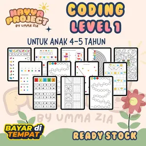 HAYYA PROJECT 50 Lembar Kertas Aktivitas CODING ANAK PAUD TK SD Lembar Mewarnai Worksheet Mainan Montessori Stimulasi Belajar Anak Interaktif dan Menyenangkan