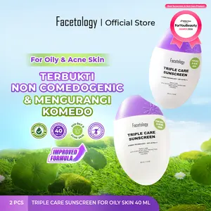 [New Matte Formula] [IN VITRO IN VIVO TESTED] Facetology Triple Care Sunscreen For Oily Skin SPF 40 PA+++ 40ML 2 PCS Perawatan Wajah Berminyak & Berjerawat