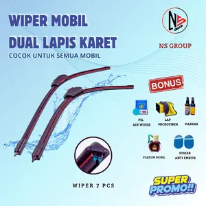 WIPER DUAL KARET/DOUBLE KARET UNIVERSAL SEPASANG UNTUK SEMUA TIPE MOBIL WIPER MOBIL BLADE