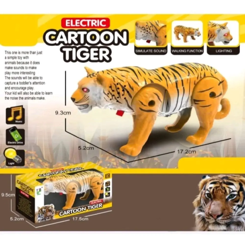 Mainan Anak Hewan Harimau Baterai Bisa Jalan Dan Bunyi Cartoon Tiger Electric