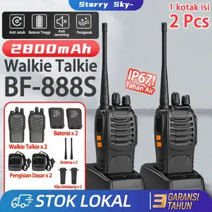 Walkie Talkie HD BF-888S Jarak Jauh 5-10km(Max) HT Wlan UHF 2 Units Handy Talky Waterproof Portable With Charger Antena Led handy talky