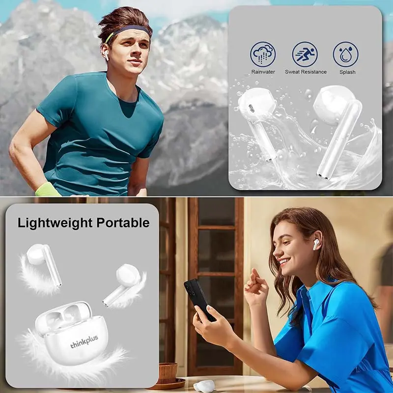 Earphone Lenove Thinkplus TWS Bluetooth dengan Kotak Pengisian Daya 9D HiFi True Wireless Earphone Sport Sound Stereo Headse Kontrol Sentuh untuk Android dan iOS 5