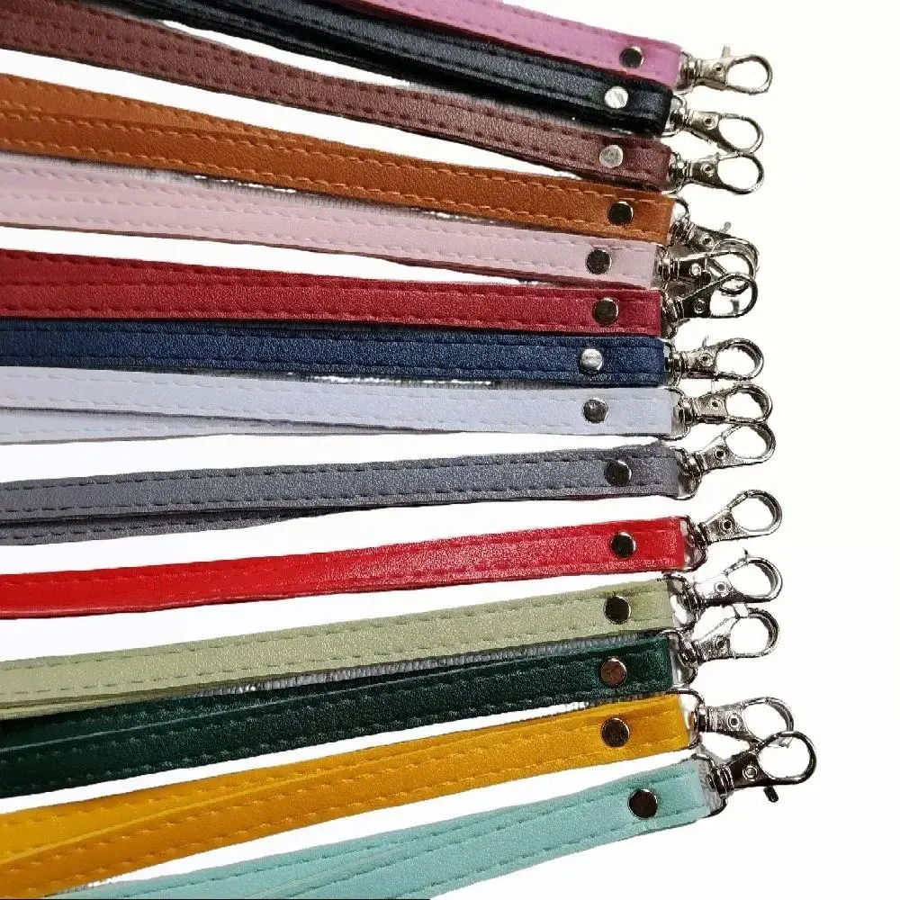 Tali Lanyard Tali id card Tali name tag Warna Warni Pengait Besi Tali Kulit Double ID Card PU Elegan Multifungsi untuk Name Tag ID Card & Dompet
