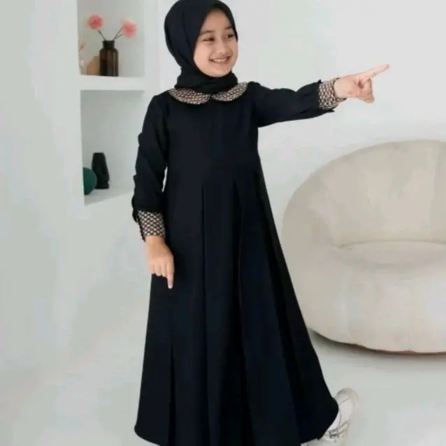 Gamis Anak Hellena Kids (Tanpa hijab) Crinkle Airflow Dress Umur 3-12 Tahun S.M.L.Xl.XXL/Baju Gamis Anak Terbaru /Dress Anak Terbaru/Dress anak Crinkle Airflow panjang 5