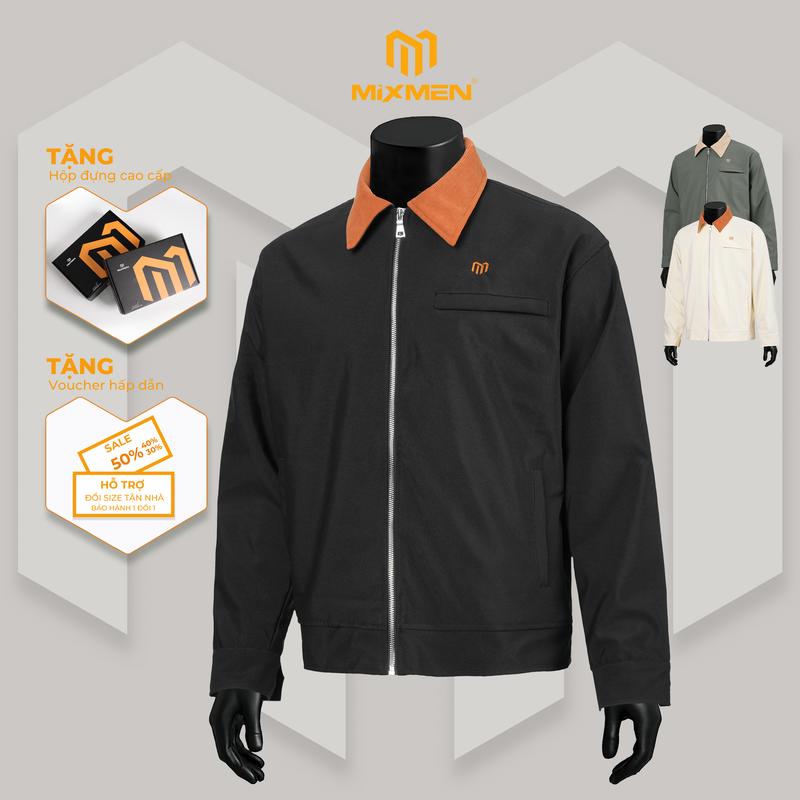 Áo khoác nam Mixmen AK02 Mix Go vải kaki phối cổ nhung dày dặn thanh lịch 2 lớp bigsize