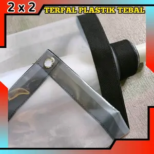 Terpal plastik bisa di gulung 2x2 plastik tebal transparan tutup tirai gajebo plastik serbaguna