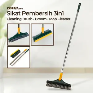 Sikat Lantai Wiper 2in1 Pembersih Lantai Dinding Kamar Mandi Gagang Panjang Portable Sapu Lancip Model V 2 in 1