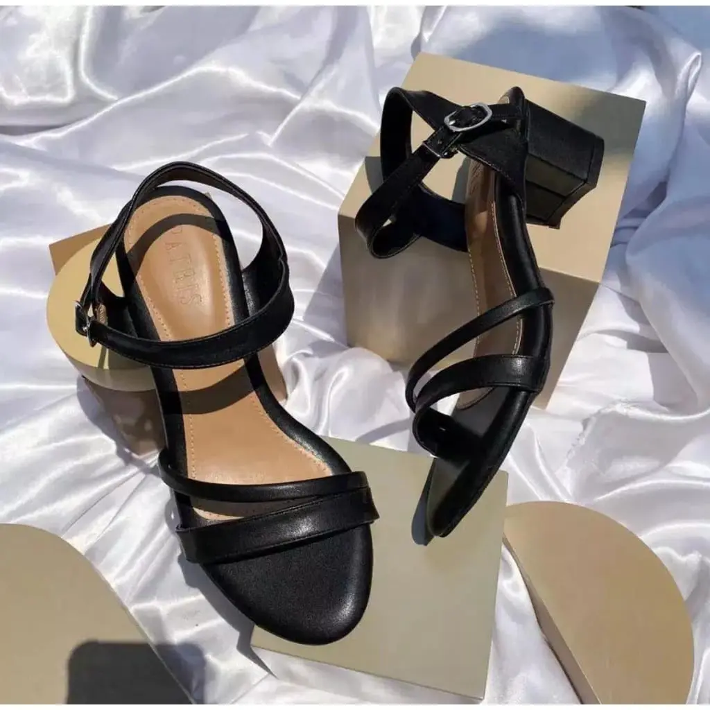 Sandal Clarissa Heels 5cm Tahu silang Gesper tali belakang D 09