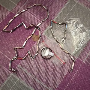 beli kalung dan gelang padi free cincin silver polos titanium anti karat - beli 2 dapat 3