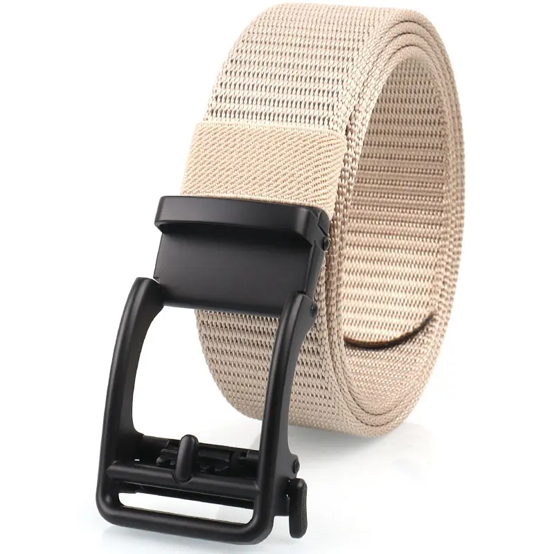 Men&#39;s non-hole canvas belt smooth buckle woven belt young people&#39;s fashion casual versatile trendy trousers belt jeans belt