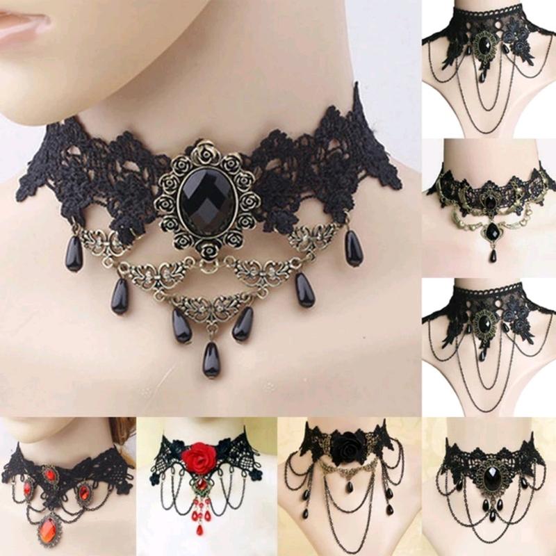 Aksesoris Kalung Lace Resin Vintage Gaya Retro Elegan - Model Terbaru 1