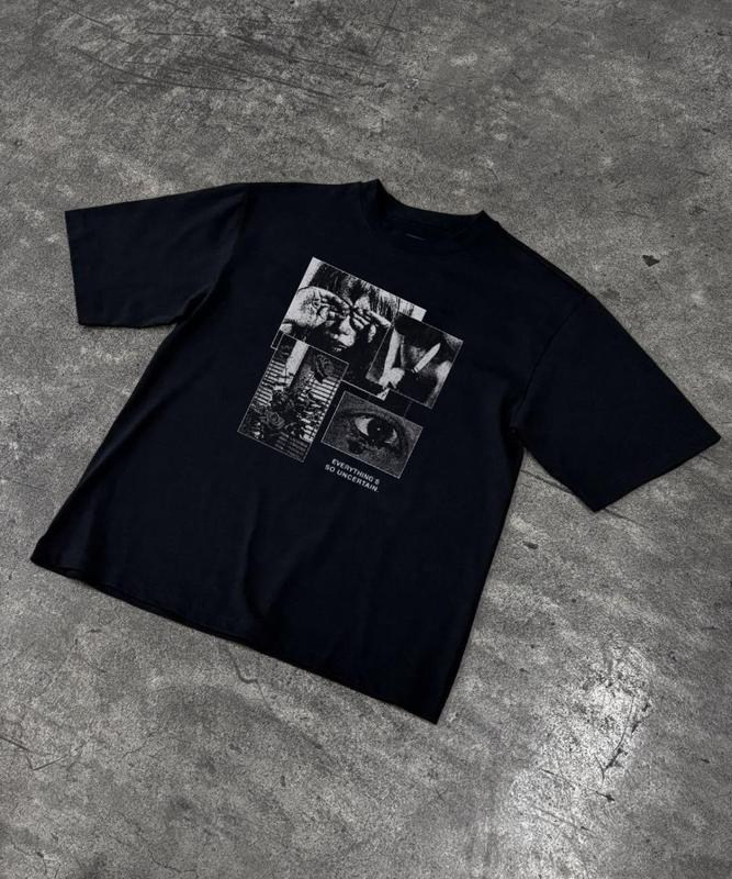(COD) Baju Kaos Oversize Distro Pria dan Wanita Lengan Pendek Distro Baju Hitam Oversize Tshirt Distro 1