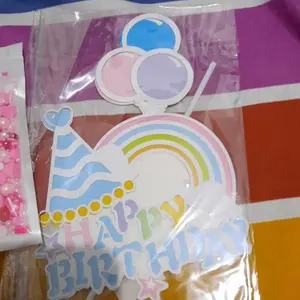 GR-TKS-0105 Cake topper kue first birthday pelangi awan bintang bulan one