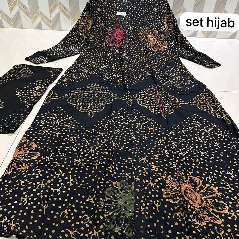 gamis set hijab sogan pom pom terbaru terbestseller 4
