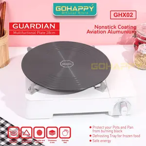 (SPECIAL PROMO) GOHAPPY GUARDIAN 28cm Alas tatakan kompor panci pelindung bawah wajan aluminium hitam Aluminium Hitam Peralatan