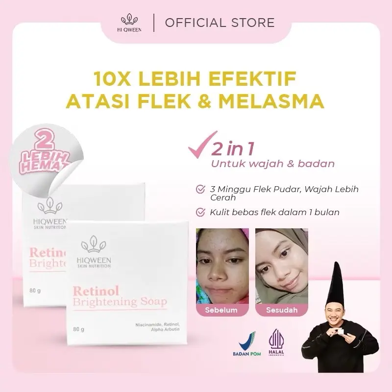 [DISTRIBUTOR] Hiqween Retinol Brigthening Soap - Facial Wash Sabun Cuci Muka Untuk Memudarkan Flek Hitam dan Mencerahkan 3