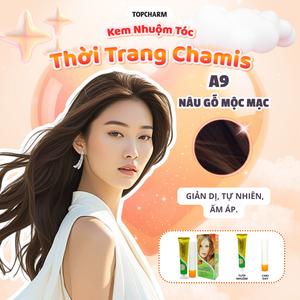 Màu Nâu Gỗ A9 Nhuộm Phủ Bạc Hạ Nền TOPCHARM 30 màu, lên màu nhanh chuẩn, dưỡng tóc bóng mềm (kèm oxy, bao tay, lược) Nhuộm Tóc Đổi Màu Tóc Nữ