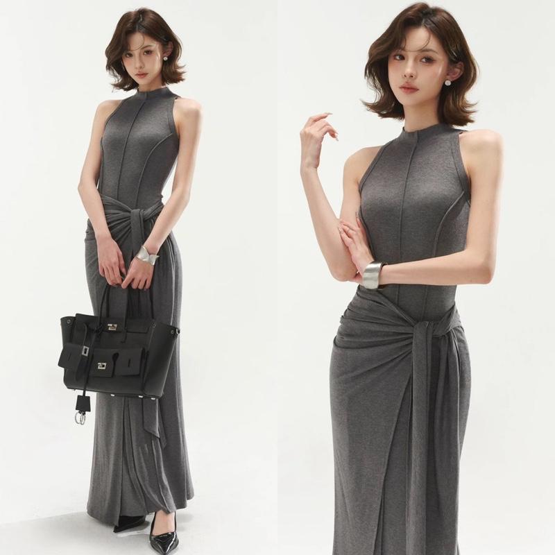 VÁY BODY SÁT NÁCH VIỀN CỘT TÀ / Đầm body tôn dáng thun tăm SNV02