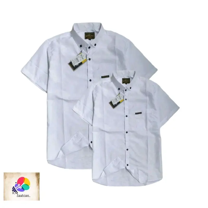 kemeja polos Couple ayah dan anak baju terlaris Pasangan Katun Pendek Atasan 7