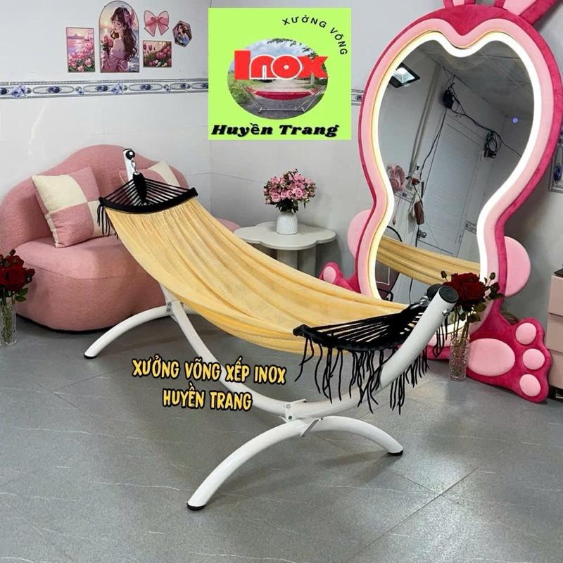 Shop 3 BỘ VÕNG BÁN NGUYỆT + LƯỚI CÁN NHỰA TUA RUA CAO CẤP DẦY 1LY4 TRỌNG TẢI 300KG Võng nằm người lớn