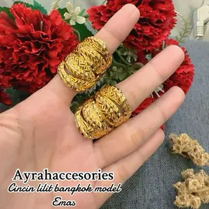 Ayrahaccesories cincin lilit bangkok lapisan emas 24 k
