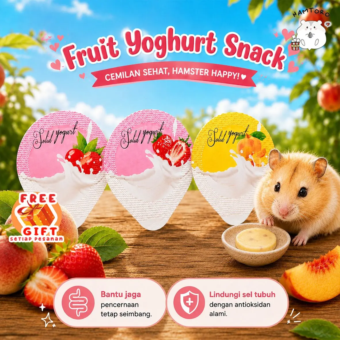 Hamtoro / Fruit Yoghurt Makanan Hamster / Snack Hamster, Sugar Glider Sehat / Susu Hamster
