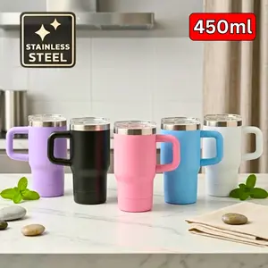 Tumbler Mug Coffee 460ml Stainless Steel / Gelas Minum Kopi Dengan Gagang / Mug Zen