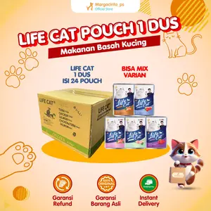 PAKET 1 DUS Makanan Kucing LIFE CAT POUCH 85 GR Kemasan Dus Isi 24 Pcs
