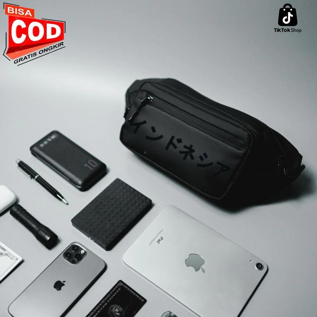SANJI - Bimo Tas Selempang & Bahu Pria Sanji Original Hitam Pria Waterproof Kualitas Premium Anti Air Cocok untuk Aktivitas Kasual Model Minimalis Praktis