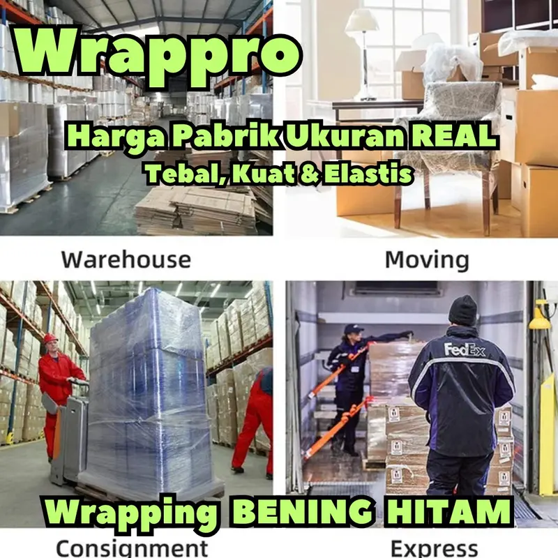 Plastik Wrapping Barang BENING HITAM 30cm x 250m x 17micron / Stretch Film Roll Transparan 5