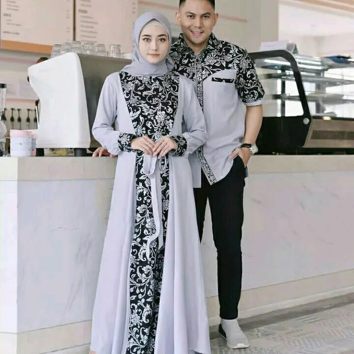 Baju batik Couple gamis Kombinasi