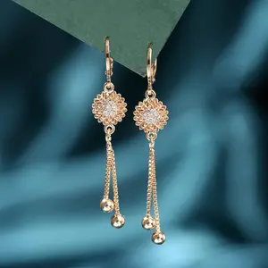 2024 Terbaru Anting Titanium Wanita Lapis Emas Rumbai Panjang Sederhana Aksesoris Anting Korea Murah D157 Earrings Korean Style Gift Magnet anting skena