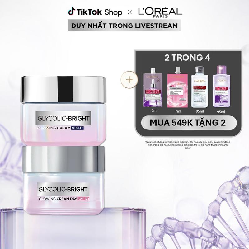 Bộ kem ngày + đêm Glycolic Bright L'Oreal Paris 50ml x2