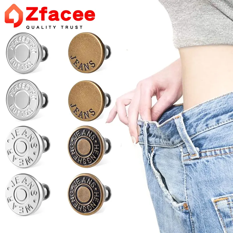 Kancing Jeans Penyesuaian Pinggang Tipe Sekrup Tanpa Paku Yang Dapat Dilepas Logam