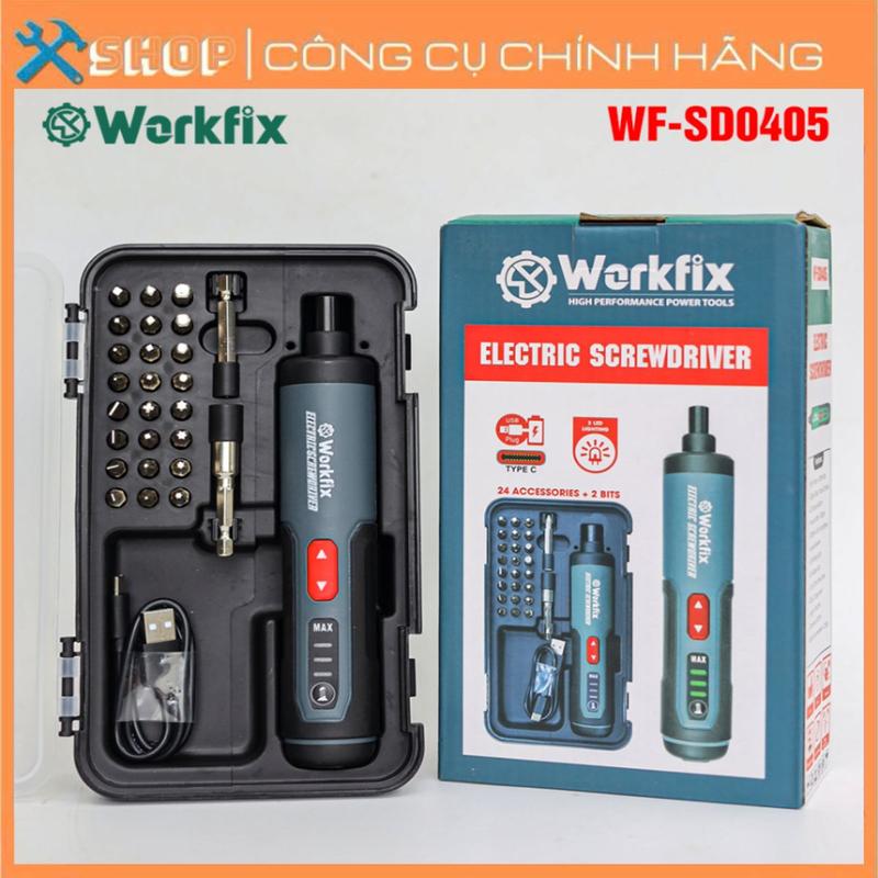  Máy Bắt Vít Mini WORKFIX-SD0405  Lực siết 5Nm 3 Tốc độ kèm 26 món phụ kiện 