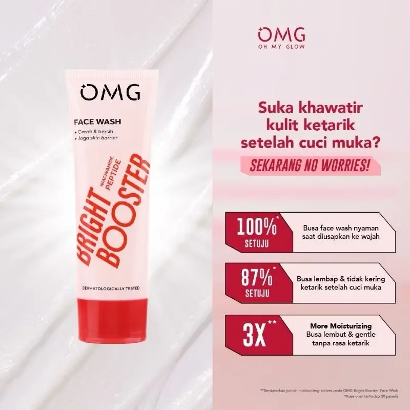 Paket Hemat Skincare OMG dengan Kacamata Normal Unisex dari Korea - Wanita, Perawatan, Pria bisa pakai /OMG Oh My Glow Peach Glowing Face Wash Untuk Semua Jenis Kulit 50 gr Satu-satunya pembersih wajah dengan teknologi terkini yang mengandung peach extrac 2
