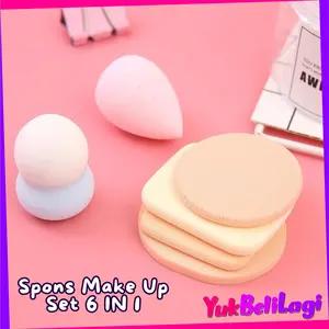 COD (YBL) Spons Make Up Set 6 IN 1 Beauty Sponge Blender Bedak Isi 6 Pcs Powder Puff Foundation Makeup Puff Wajah Kemasan Plastik Murah
