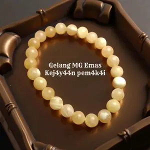 gelang batu MG Emas 8mm-Bracelets pria wanita.