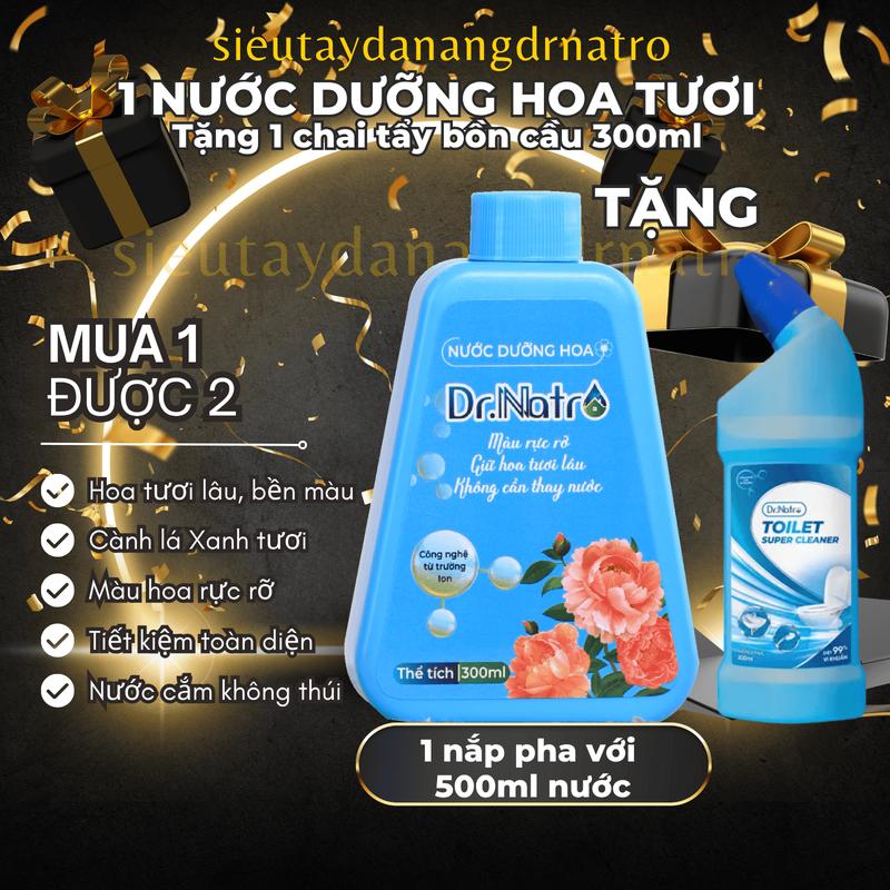 Nước dưỡng hoa tươi Dr Natro - Giữ hoa tươi lâu 3 - 4 tuần - Màu sắc hoa bền đẹp gấp 3 - 5 lần - Chai 300ml Women Nữ, Nước Dưỡng Hoa, nuôi dưỡng hoa tươi Gội Đầu