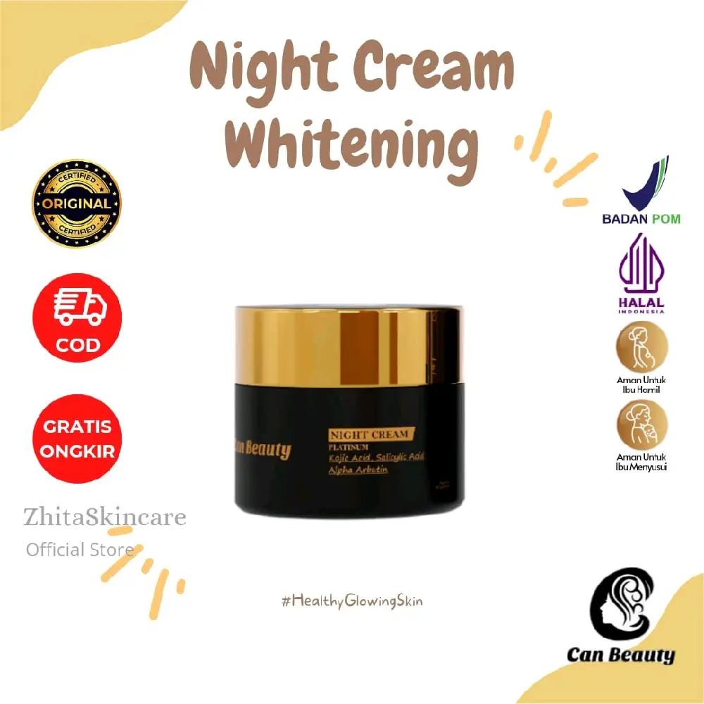 CAN BEAUTY NIGHT CREAM WHITENING/cream malam whitening can beauty