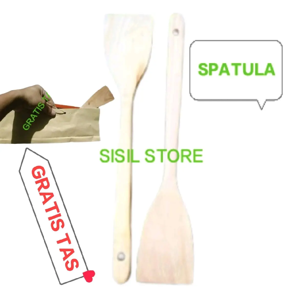 spatula kayu / sutil kayu soled kayu / sendok kayu